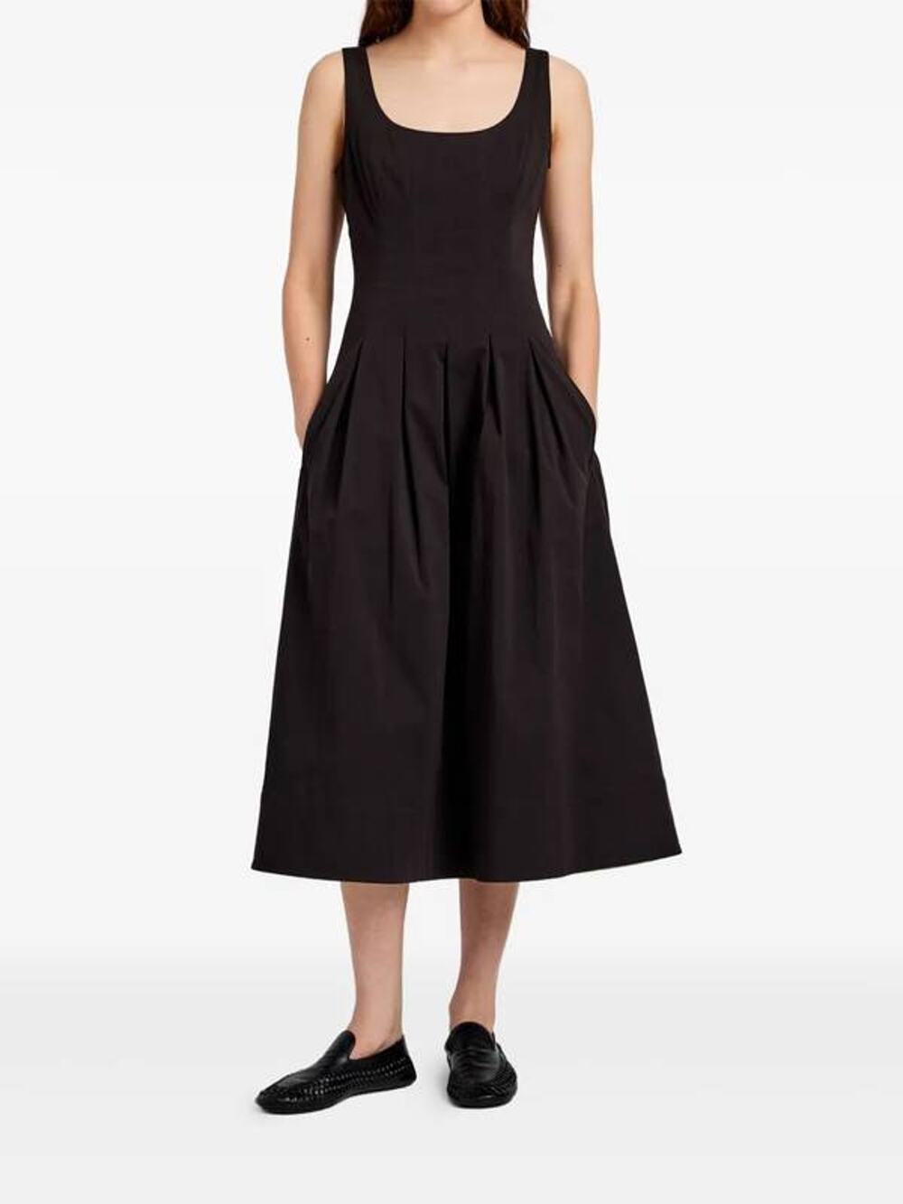 Proenza Schouler Shelby Pleated A Line Midi Dress in Black 2